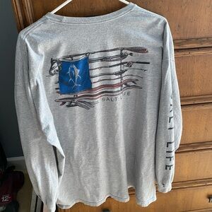 Salt Life Heather Gray Crew Neck Long Sleeve Tee